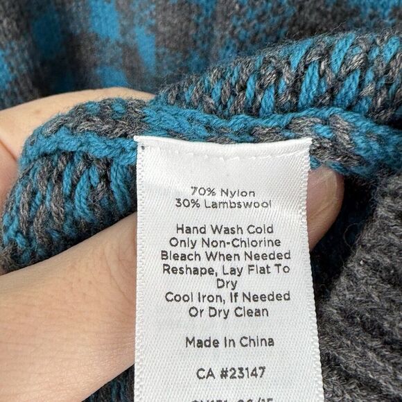 Talbots Womens Sweater Lambswool Blend Fair Isle Gray Blue Plaid Pullover XL - Picture 4 of 4